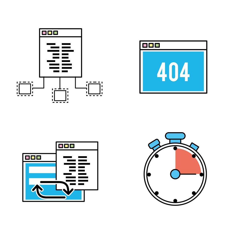 Programming and coding icon set  vector