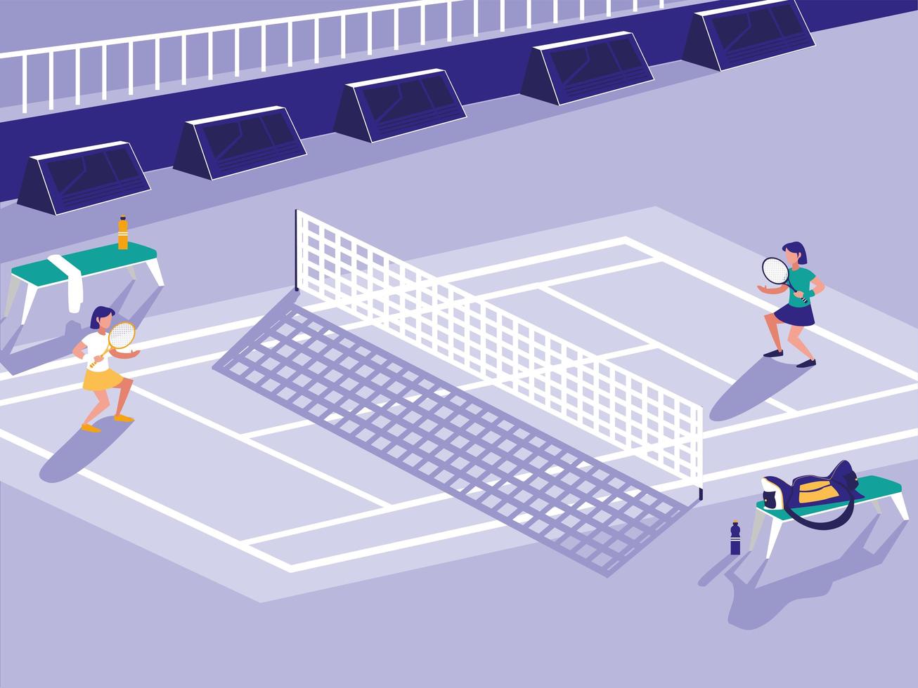 escena de la cancha de tenis vector