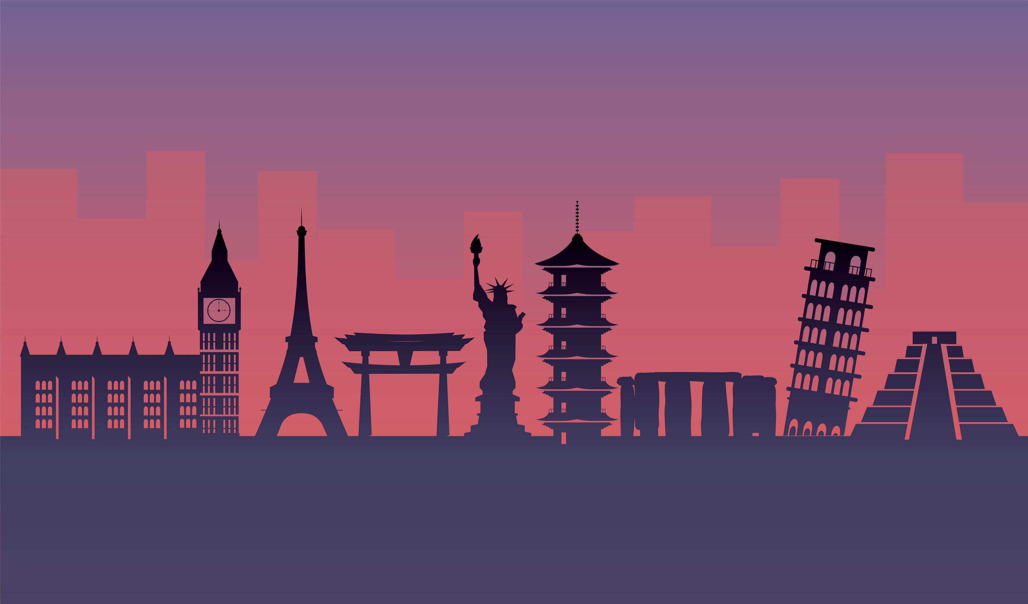 Touristic attractions silhouette design 1312284 Vector Art at Vecteezy