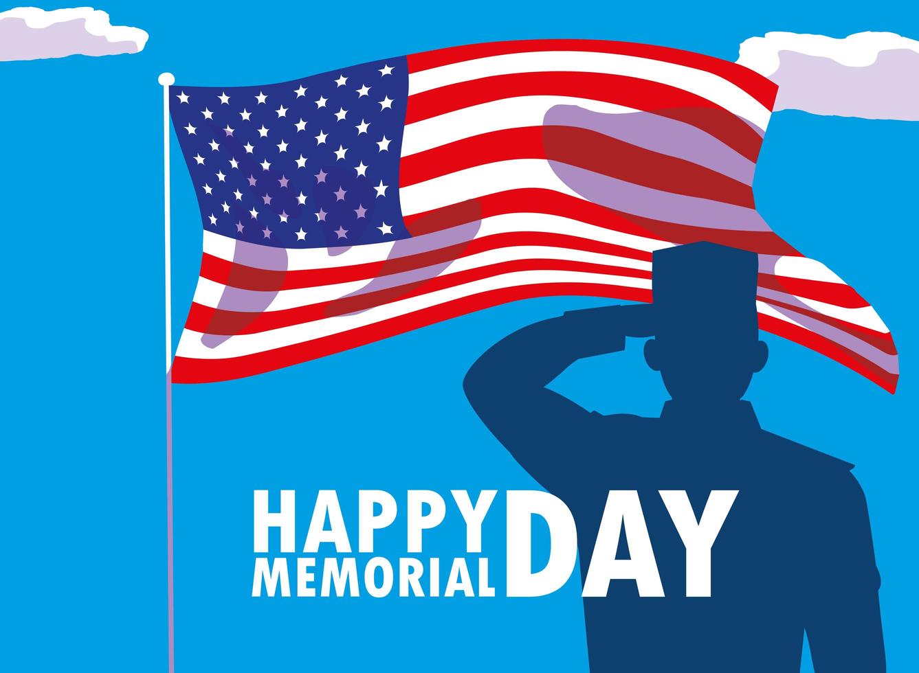 Happy memorial day card with USA flag vector