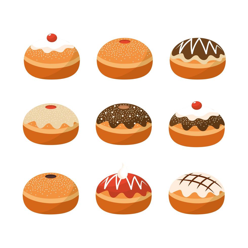 Pastry icon set vector