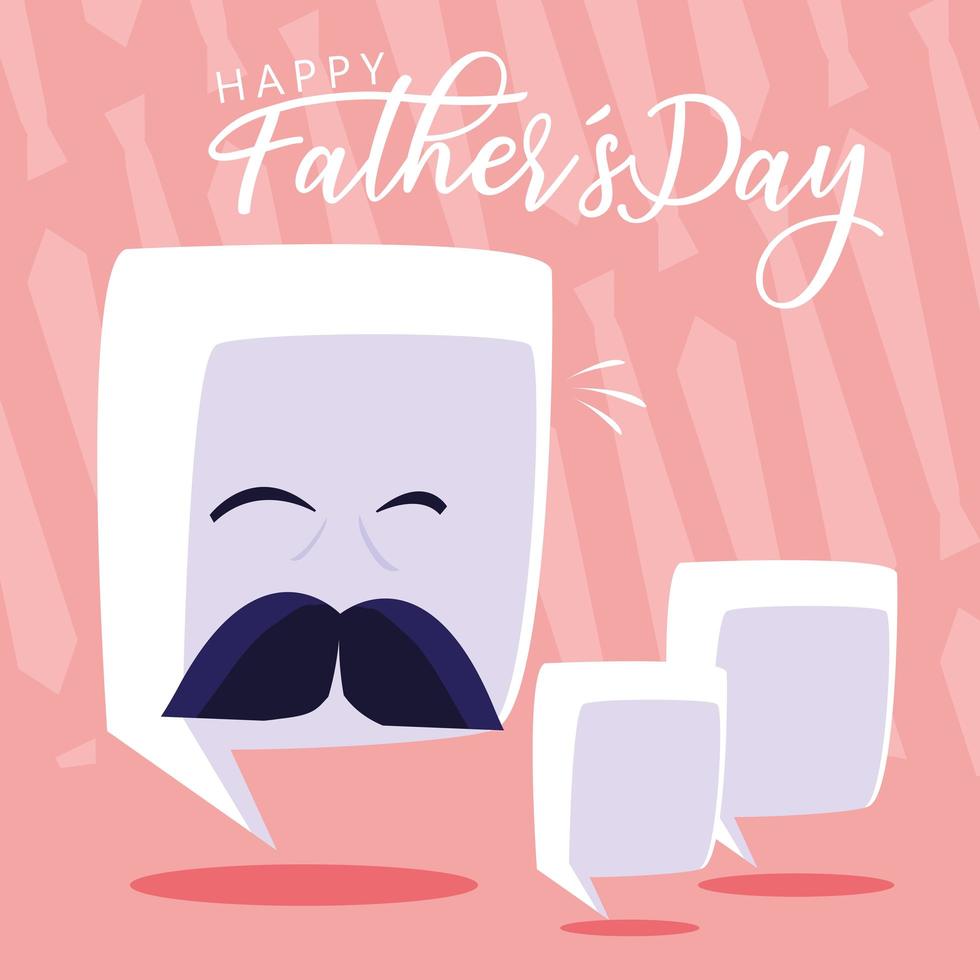 feliz dia del padre con cara y bocadillos vector