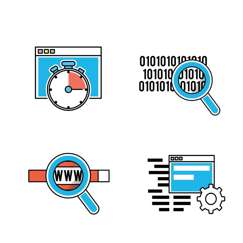 Programming and coding icon set  vector
