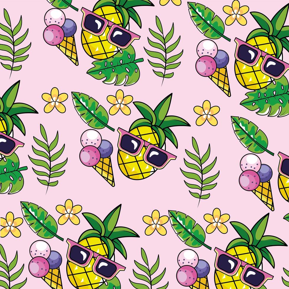 Tropical funny pattern background vector