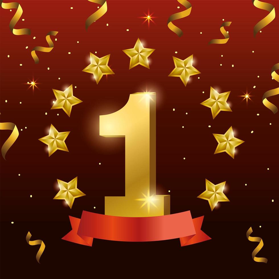 Winner celebration design with stars and confetti vector