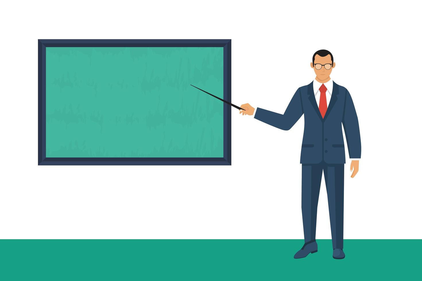 Man character pointing at a chalkboard vector