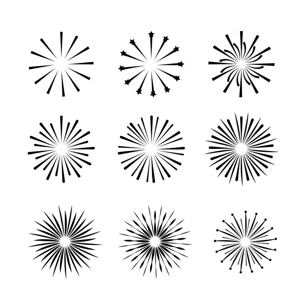 conjunto de iconos de contorno de fuegos artificiales vector