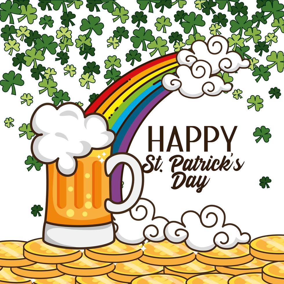 St. Patrick day design with a glass of beer vector