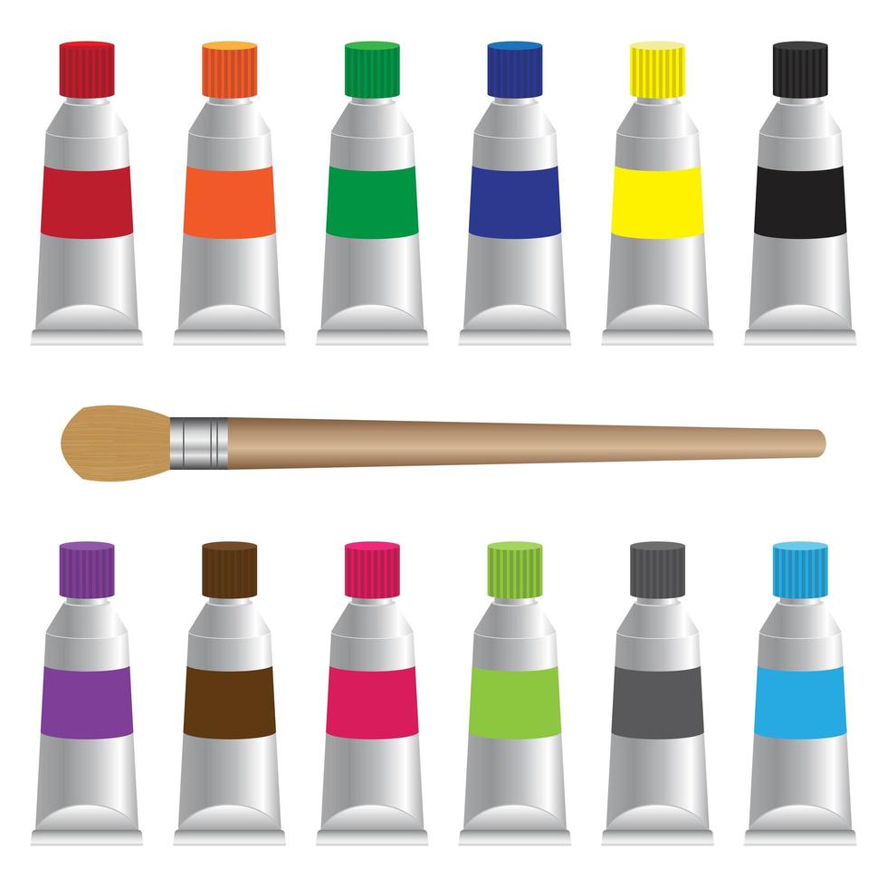 Painting and art materials icon set vector