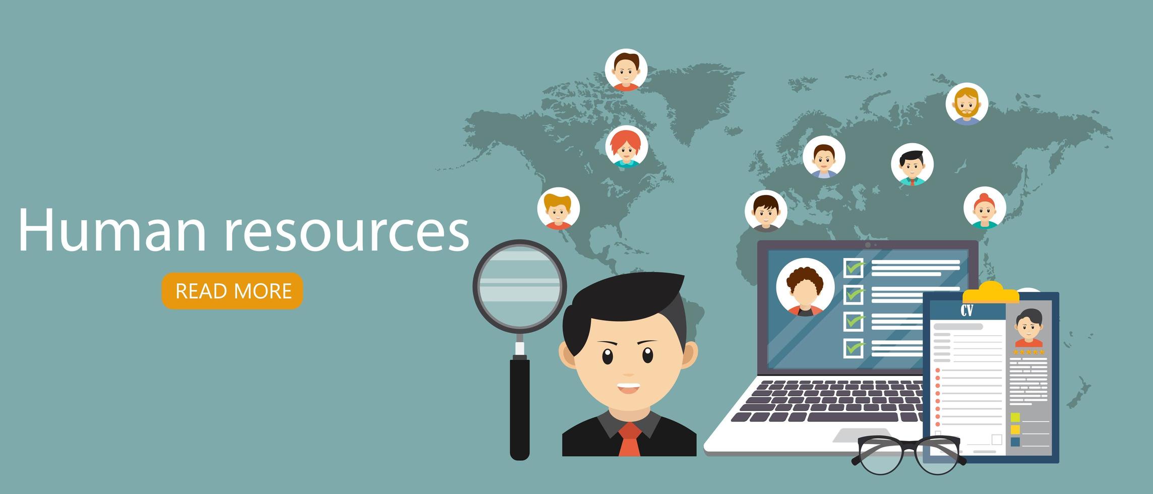 Recruiting concept on human resources vector