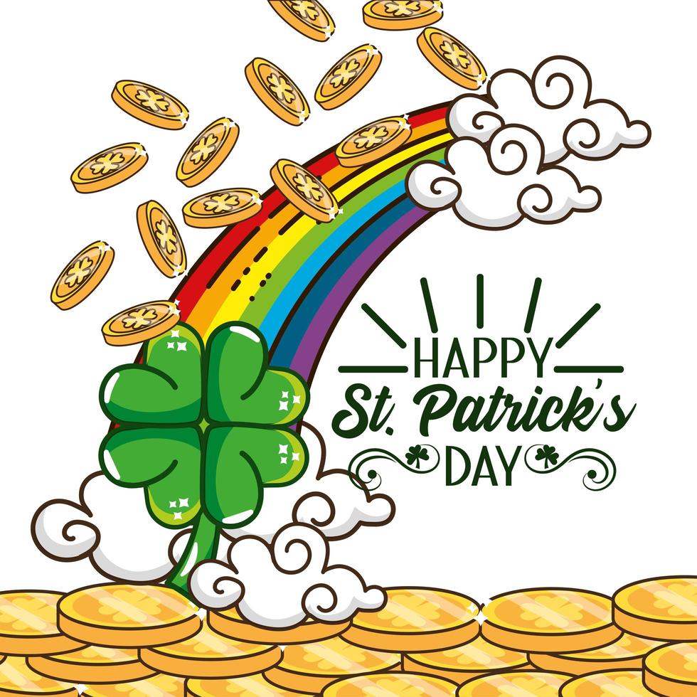 S t. banner del día de patrick con monedas de oro vector