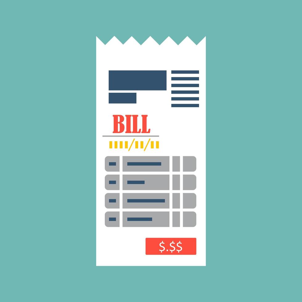 Bill and receipt design template vector