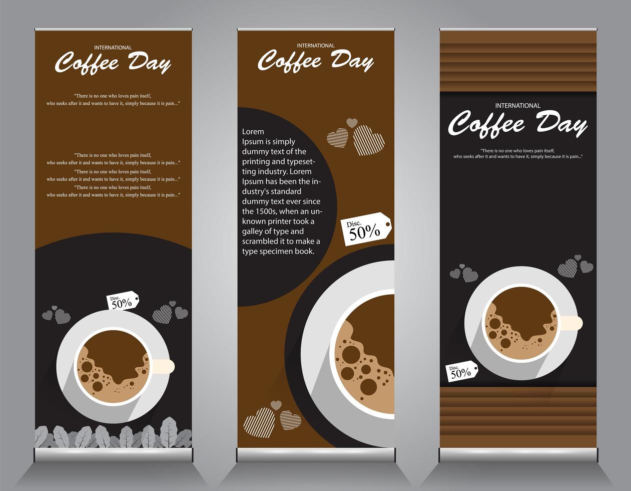 Roll up banner design para promociones de café. vector