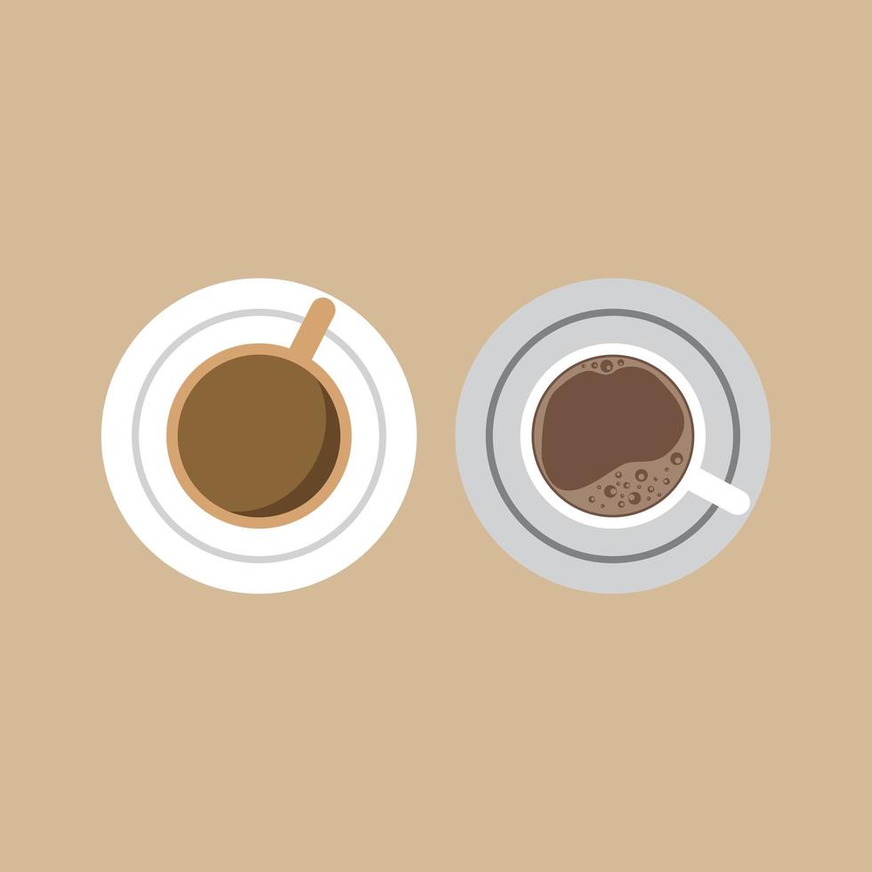 Cups of coffee viewed from the top vector