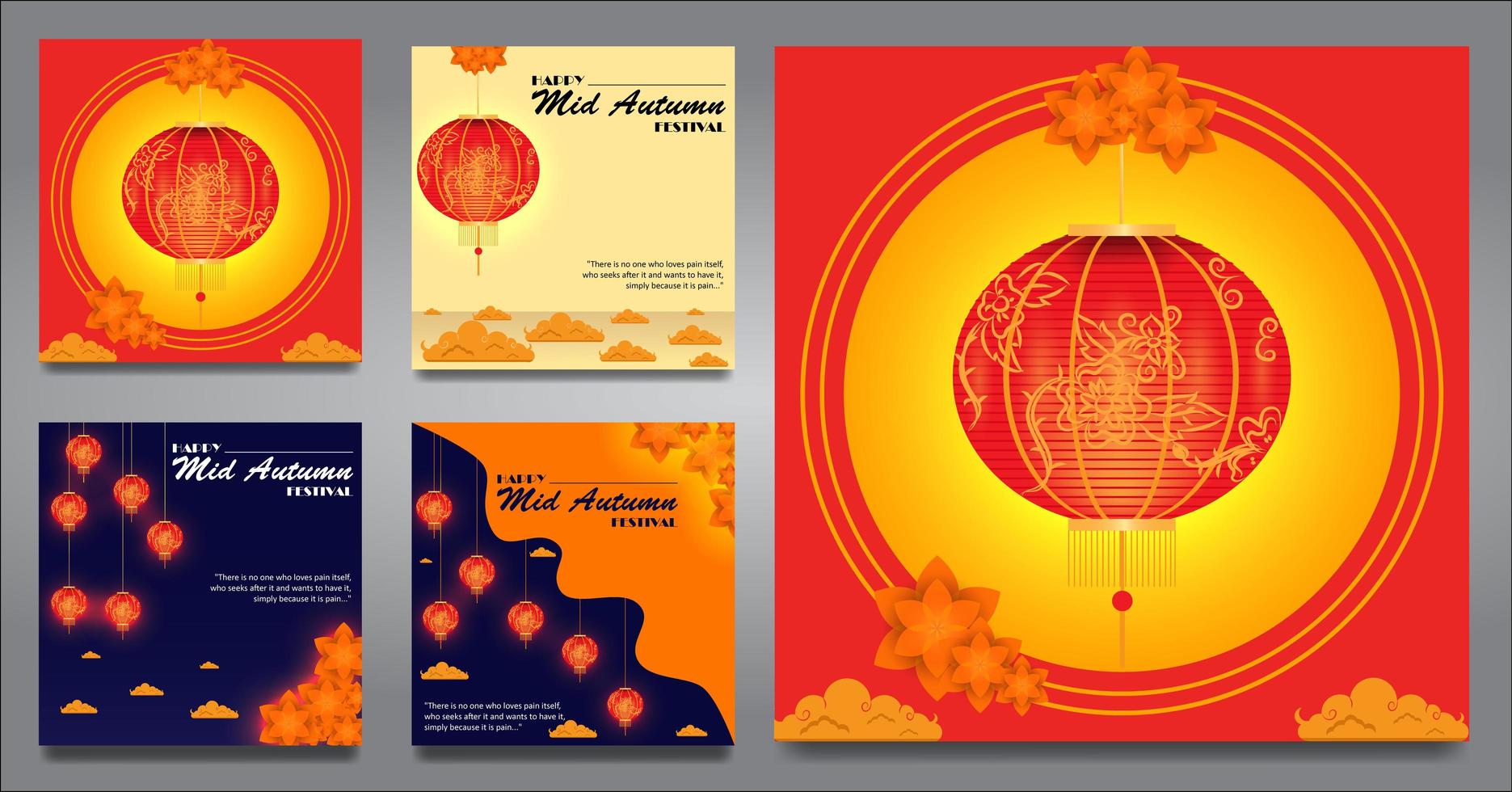 Instagram feeds for mid autumn day vector