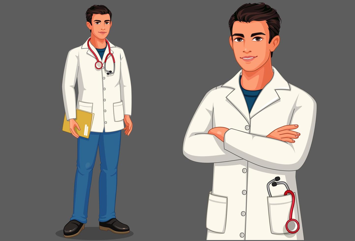 Young male doctor with stethoscope vector