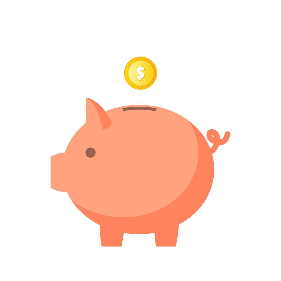 Piggy bank with gold coin vector