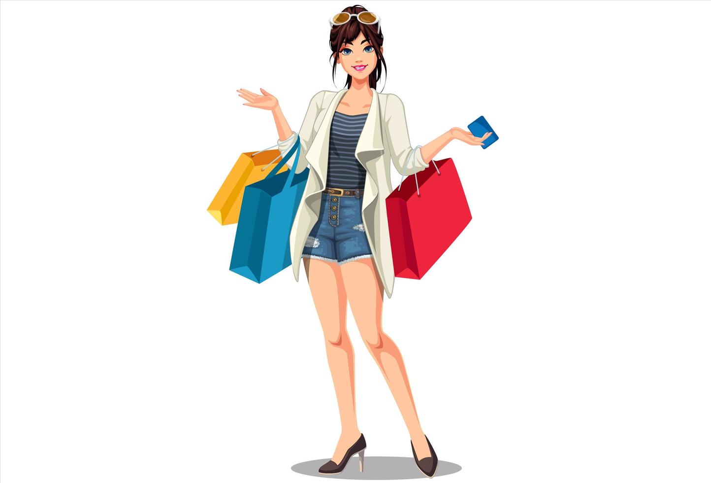 Young beautiful shopping women vector