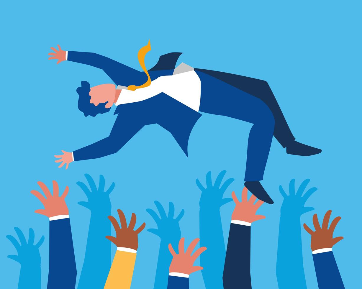 Successful business people celebrating characters vector