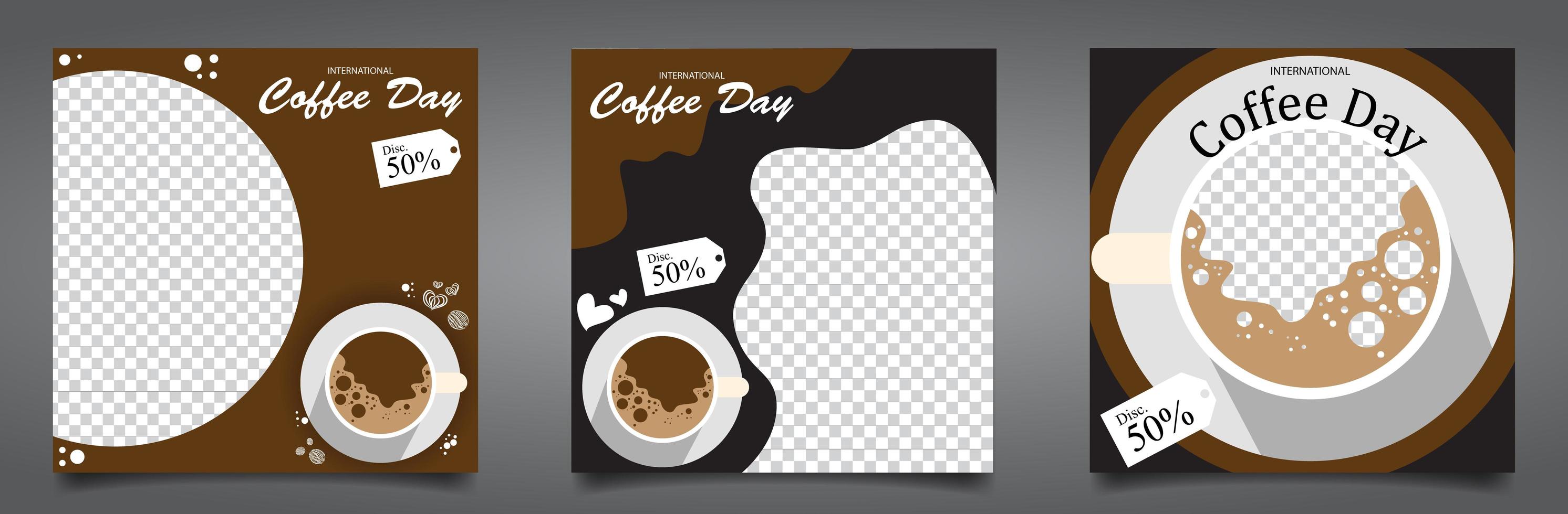 feeds de instagram para el día del café vector