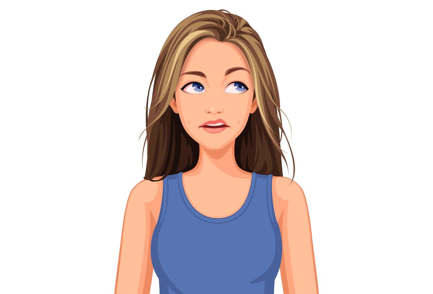 Beautiful teenage girl with different facial expression vector