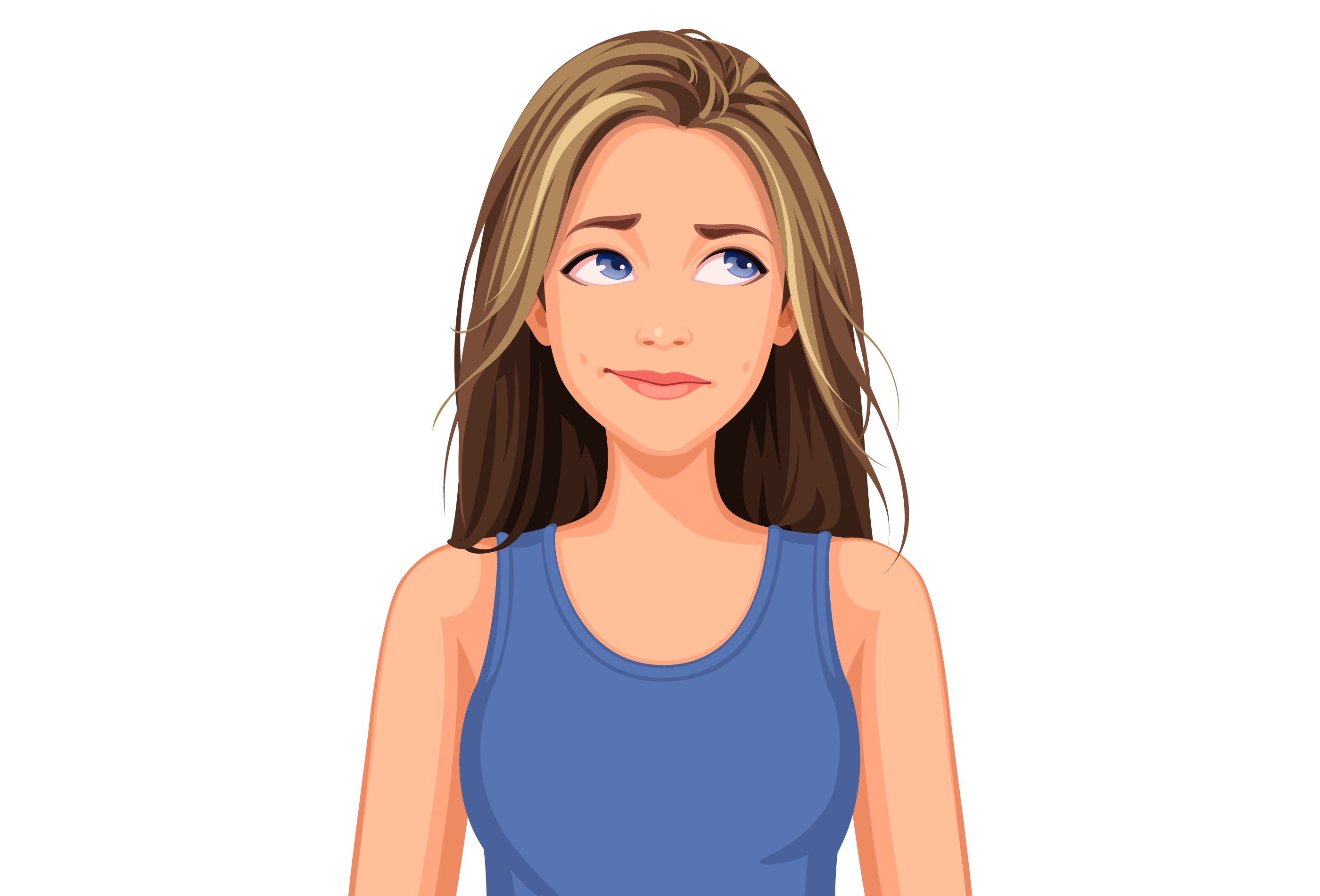 Beautiful teenage girl with different facial expression 1312566 Vector
