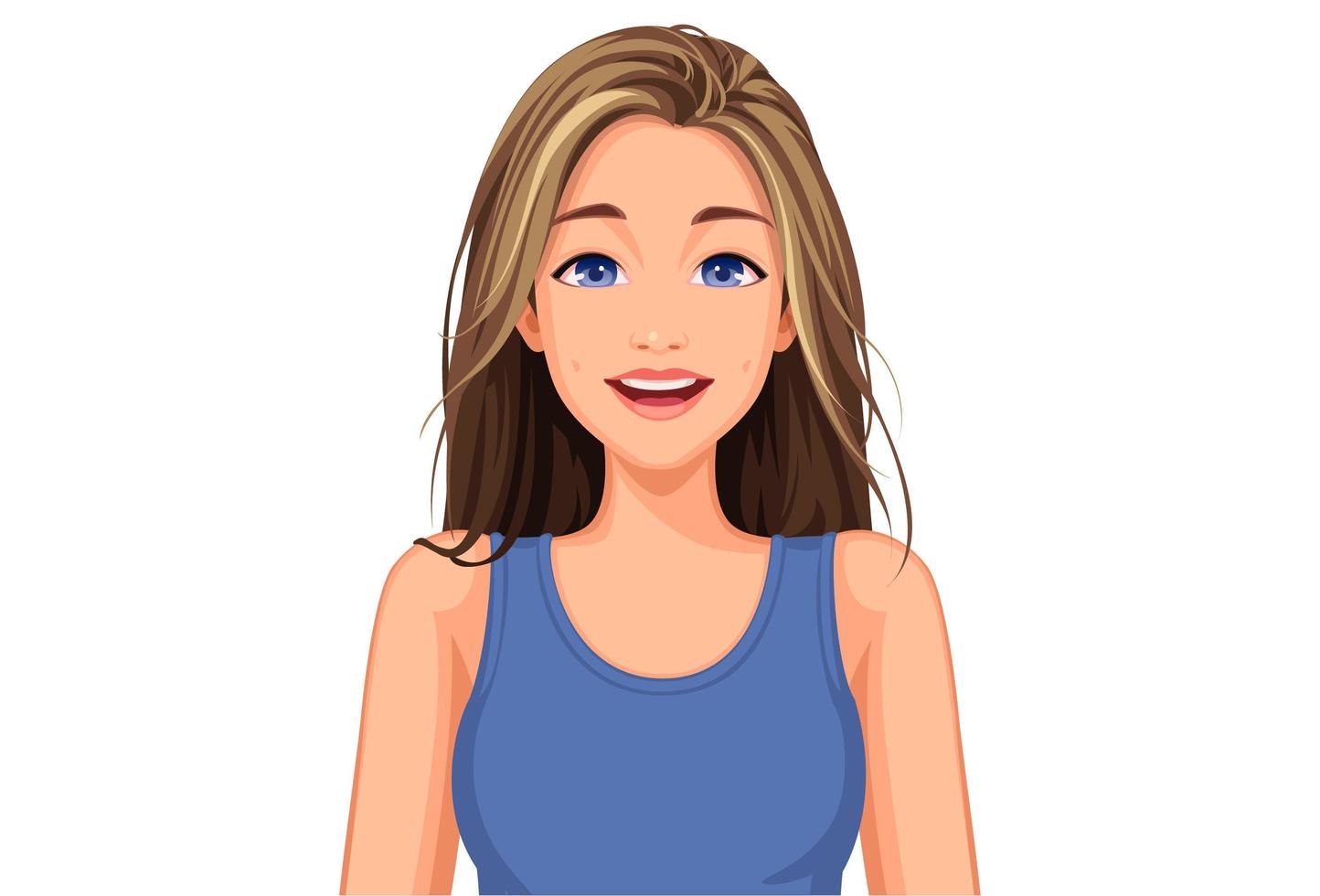 Beautiful teenage girl with different facial expression vector