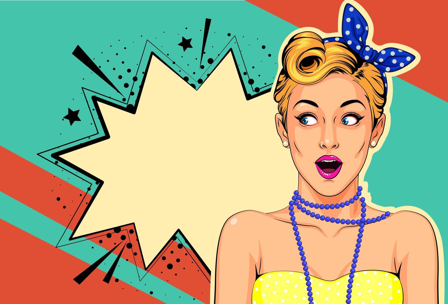 Beautiful surprised pin up girl pop art style vector