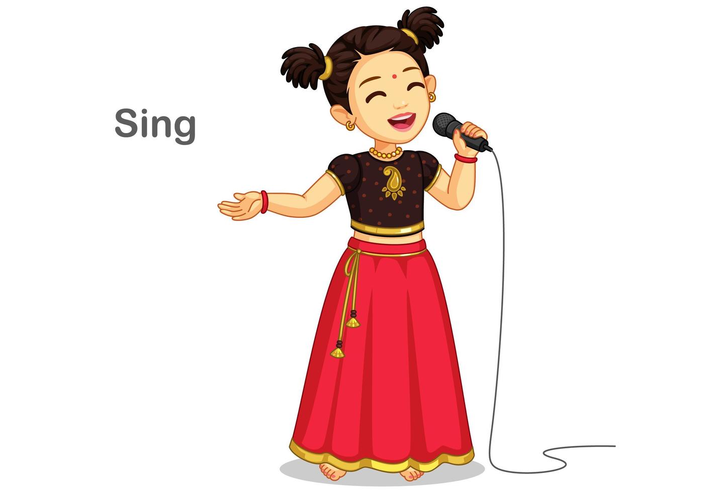 Girl in a traditional wear singing a song vector