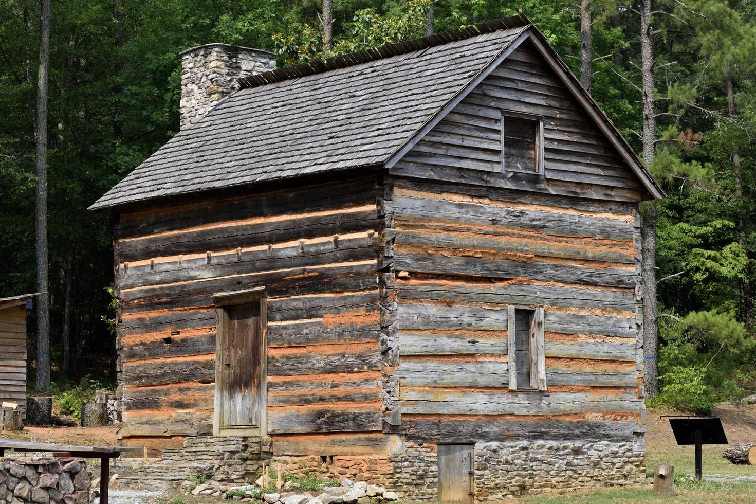 Old rustic log cabin photo