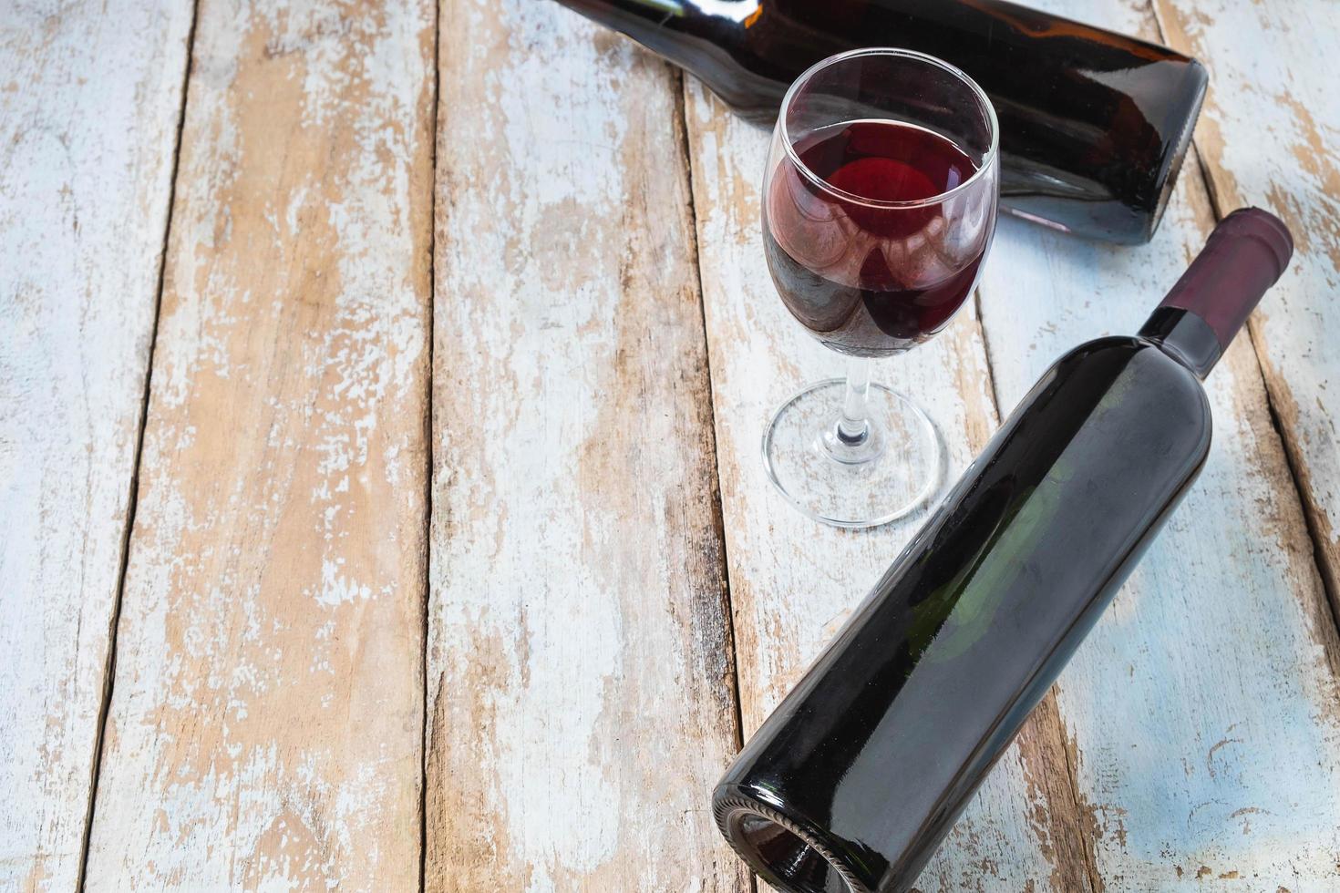 Wine glass and wine bottle  photo
