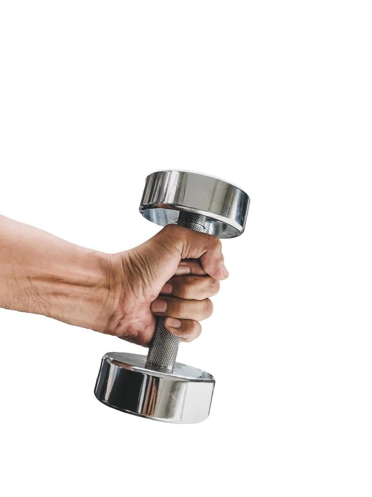 Close-up of a hand holding a dumbbell photo