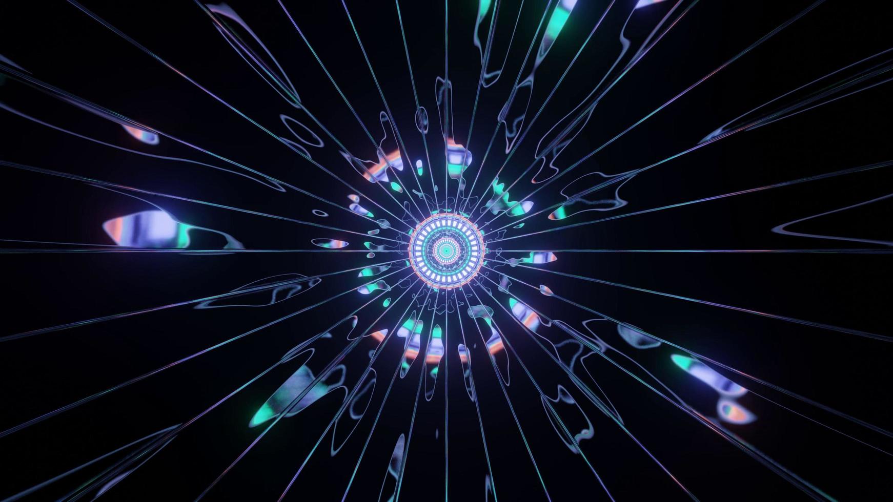 Abstract color spill in dark passage, 3D illustration background photo