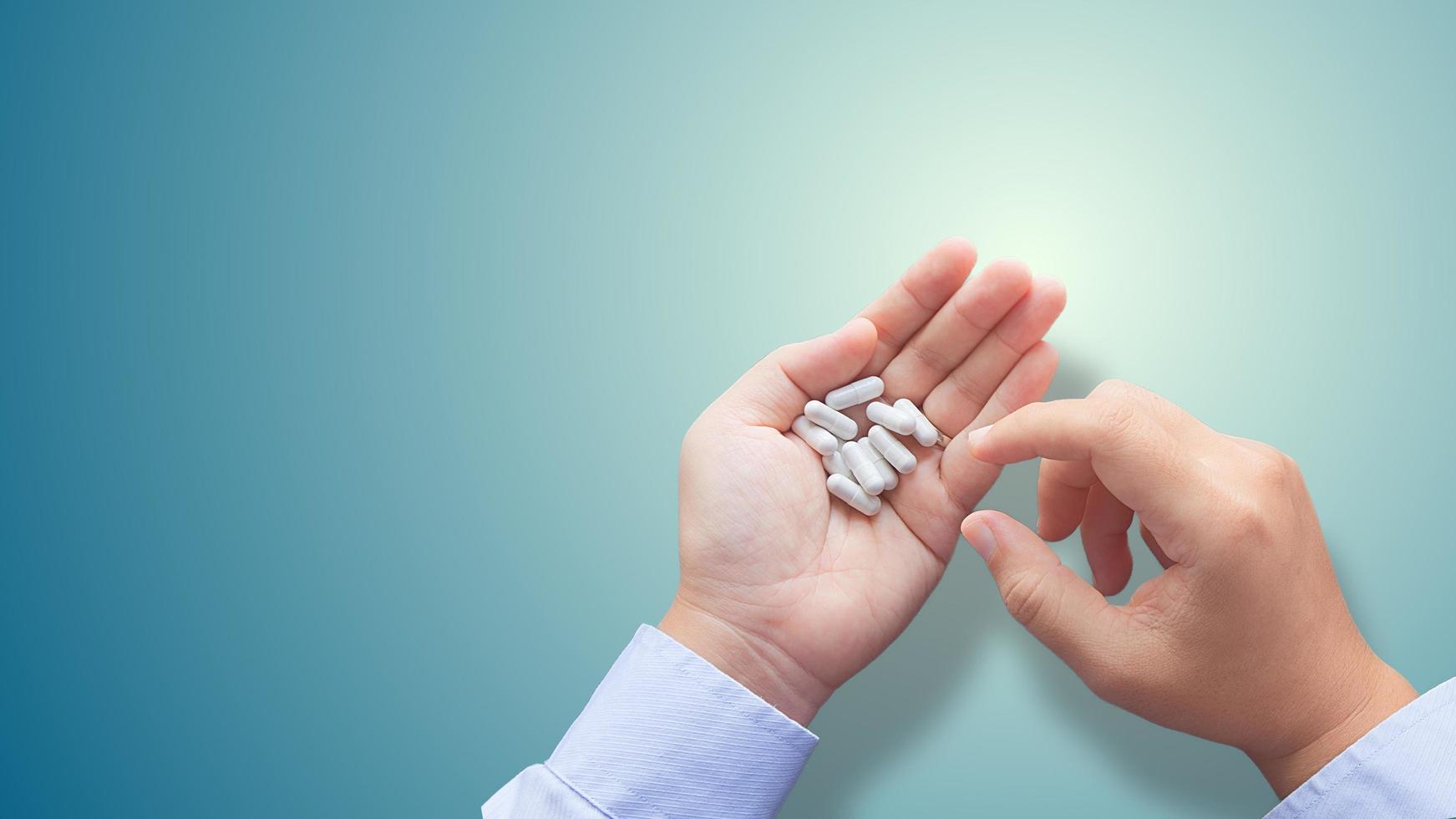 Medications in hand photo