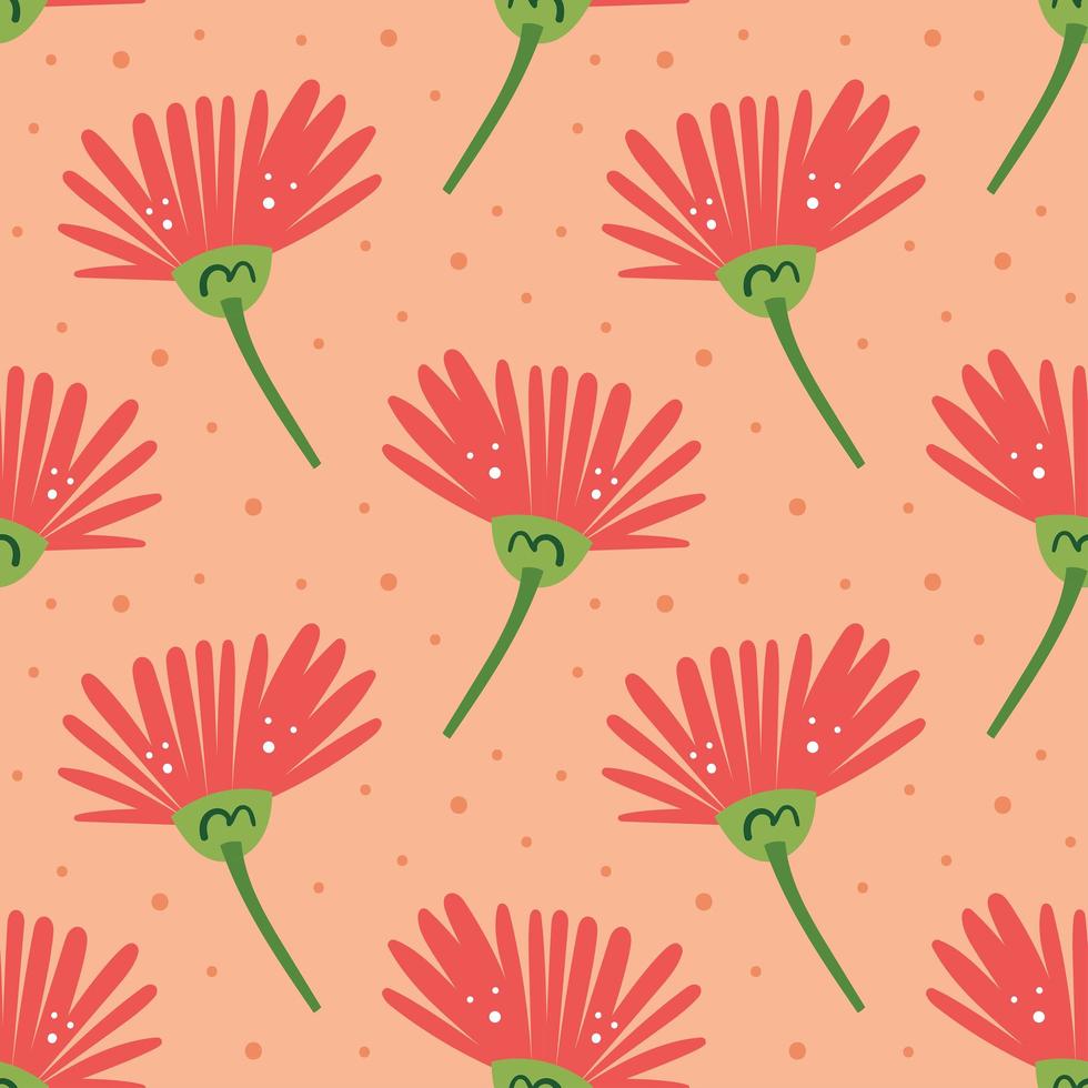 Natural elements pink flower seamless pattern vector