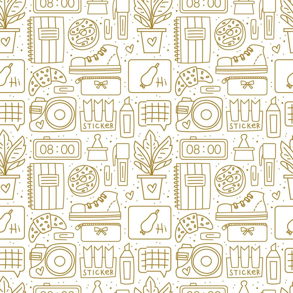 Office stationery seamless pattern vector