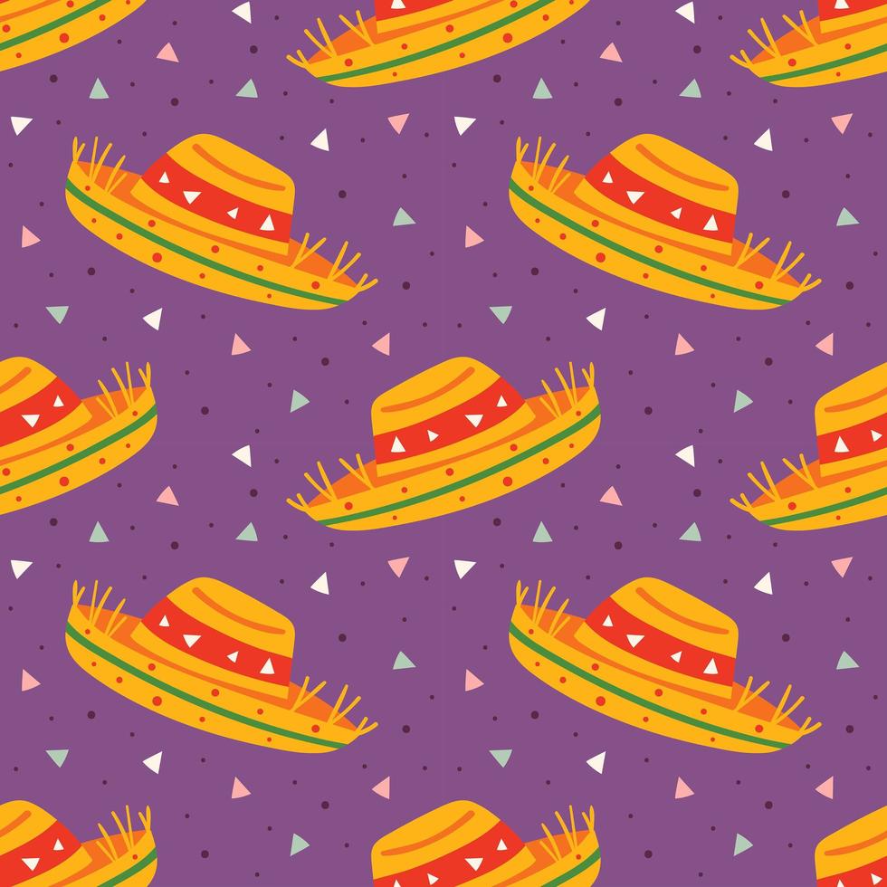 Little funny cute cartoon sombrero pattern vector