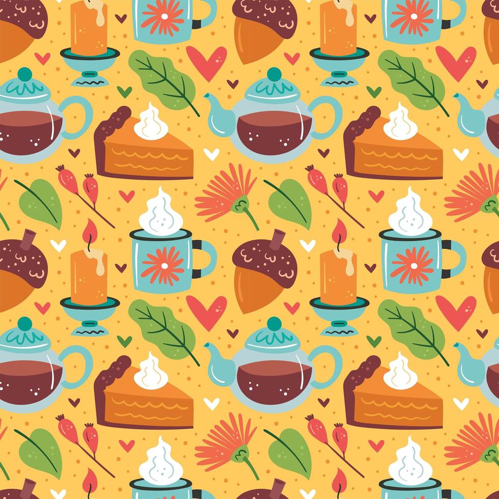 Autumn elements seamless pattern vector