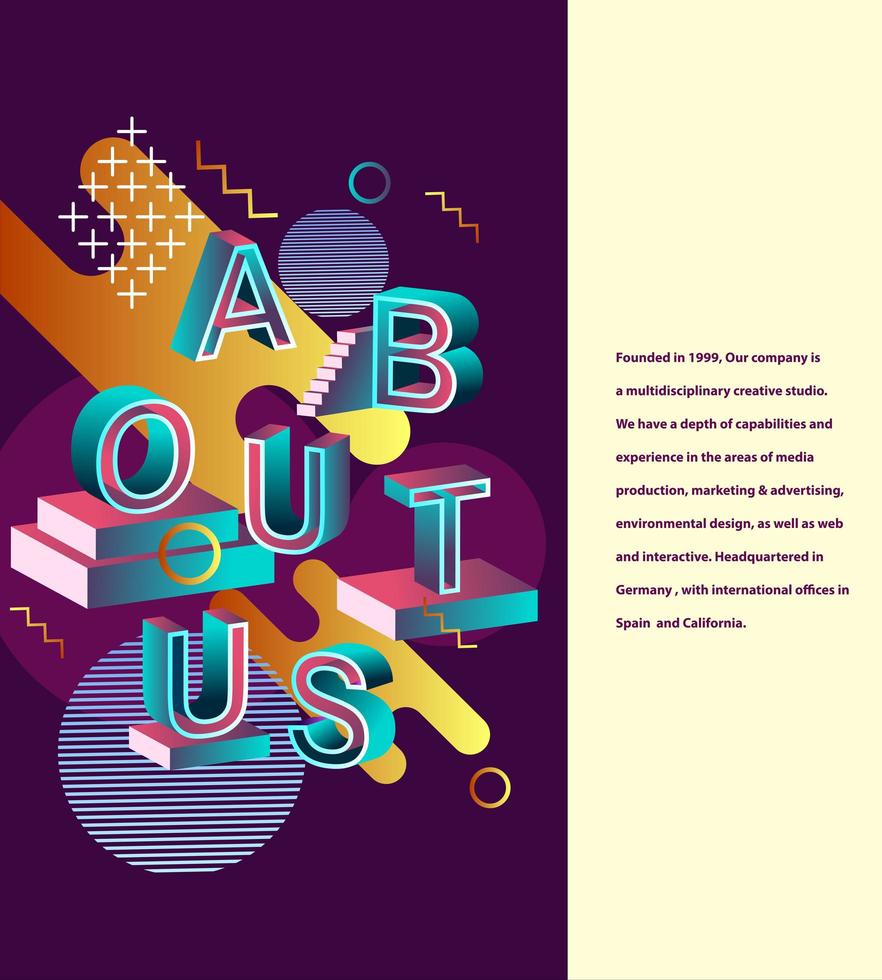 About us typography design vector