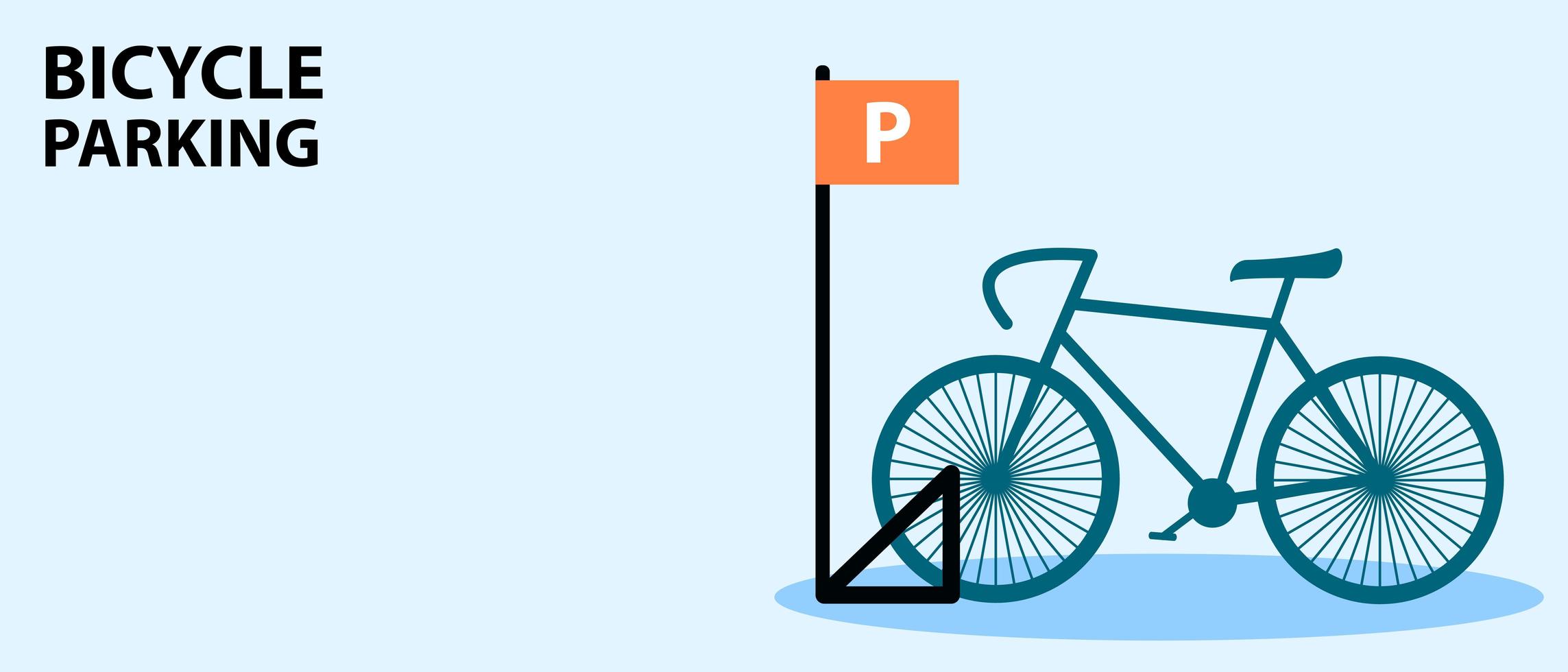 Banner de estacionamiento de bicicletas con bicicleta en estilo plano vector