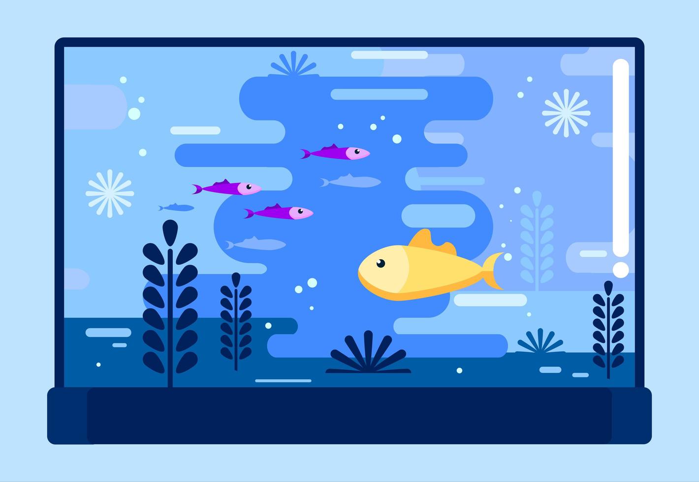 pecera con diferentes pescados en estilo plano vector