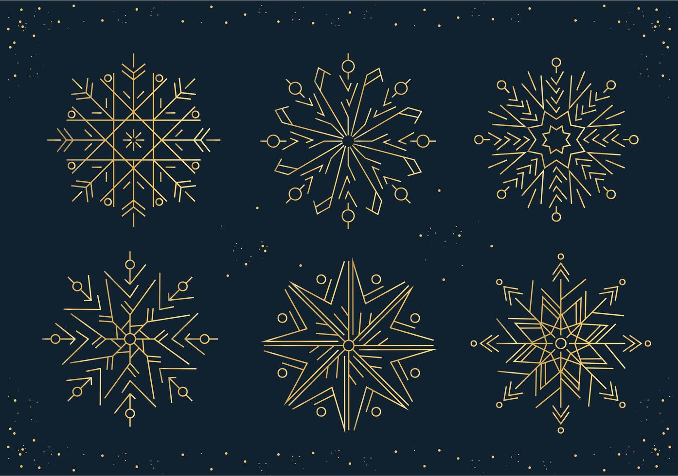 New Year Set of snowflakes in line style vector