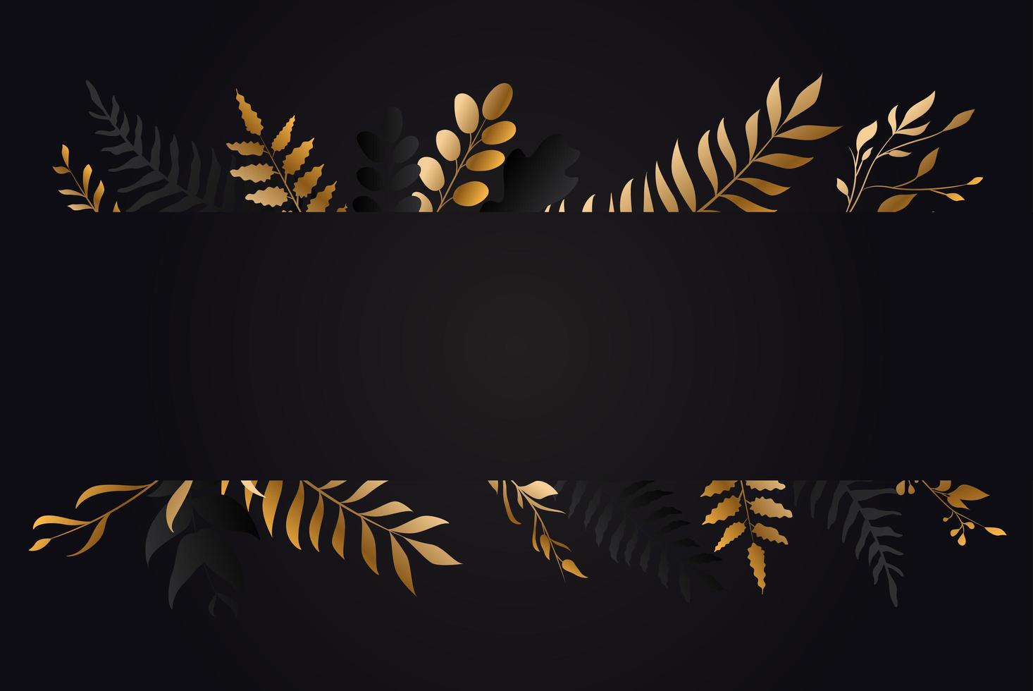 Gold and black leaf banner vector