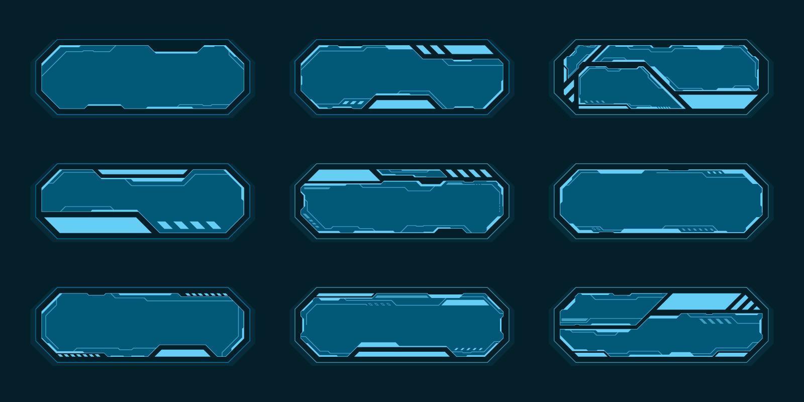 Blue abstract technology frame set vector