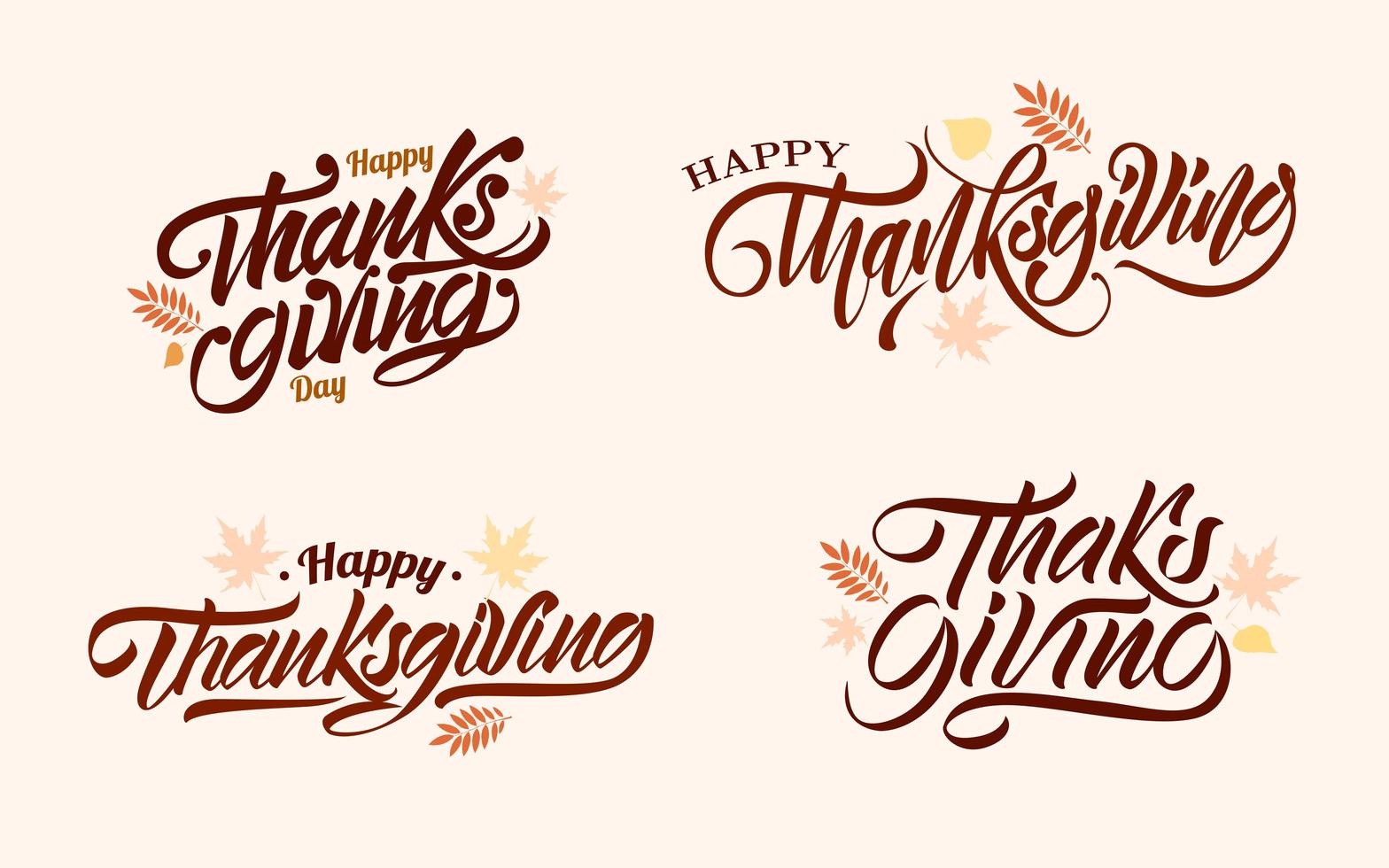 Thanksgiving day lettering set vector