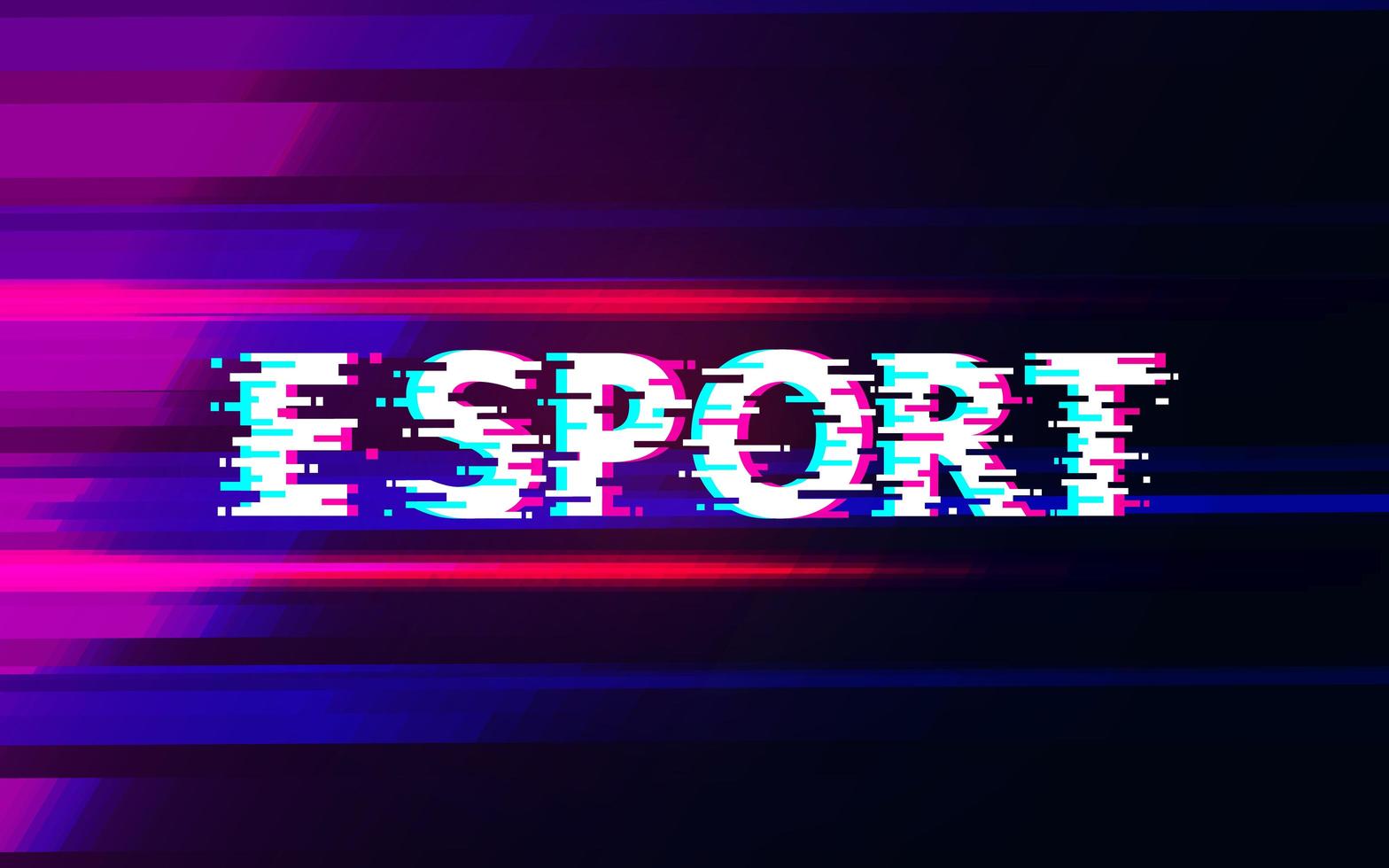 E sport glitch on colorful dynamic background vector