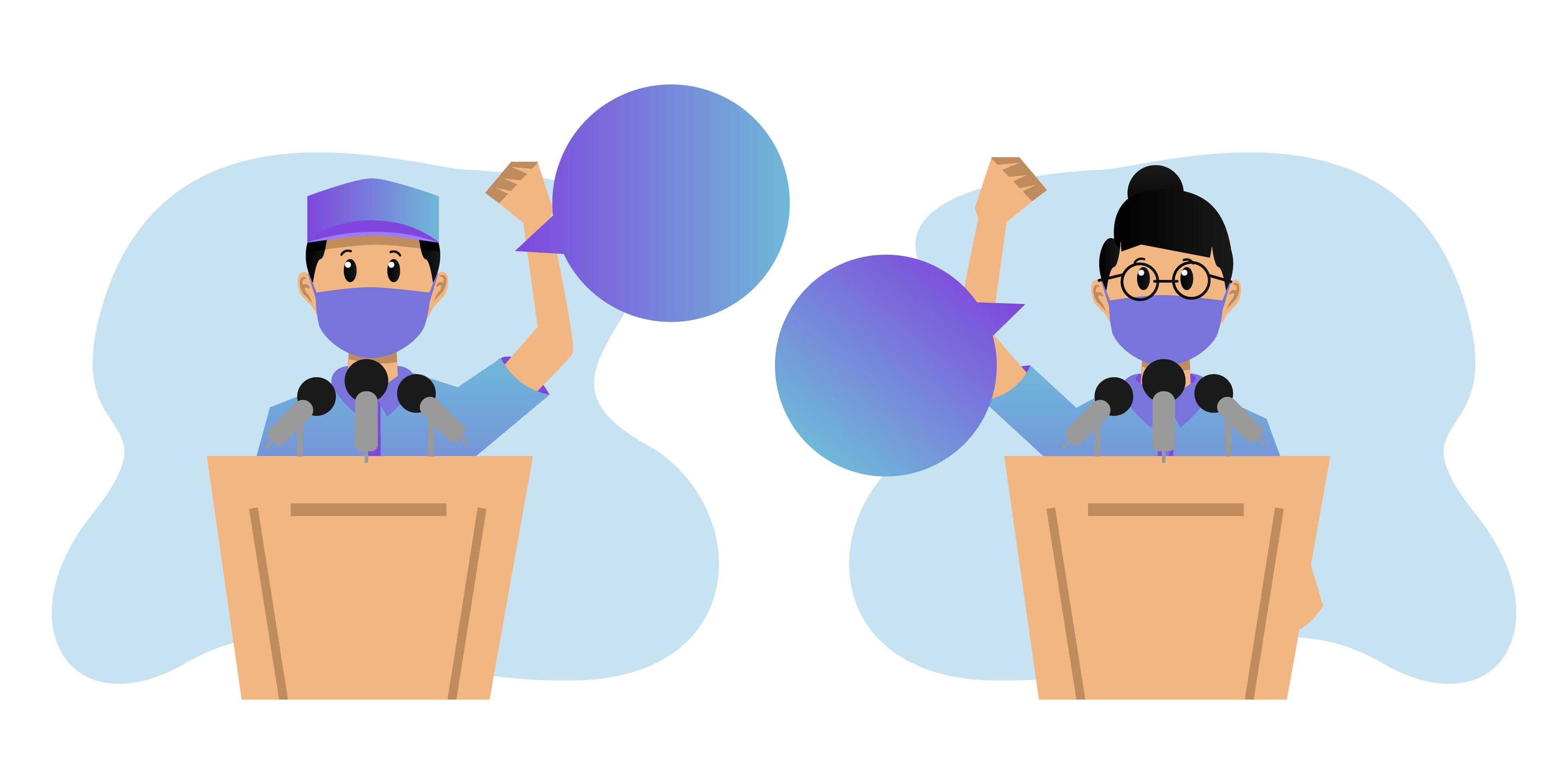 Masked political debates on podium design - Download Free Vectors