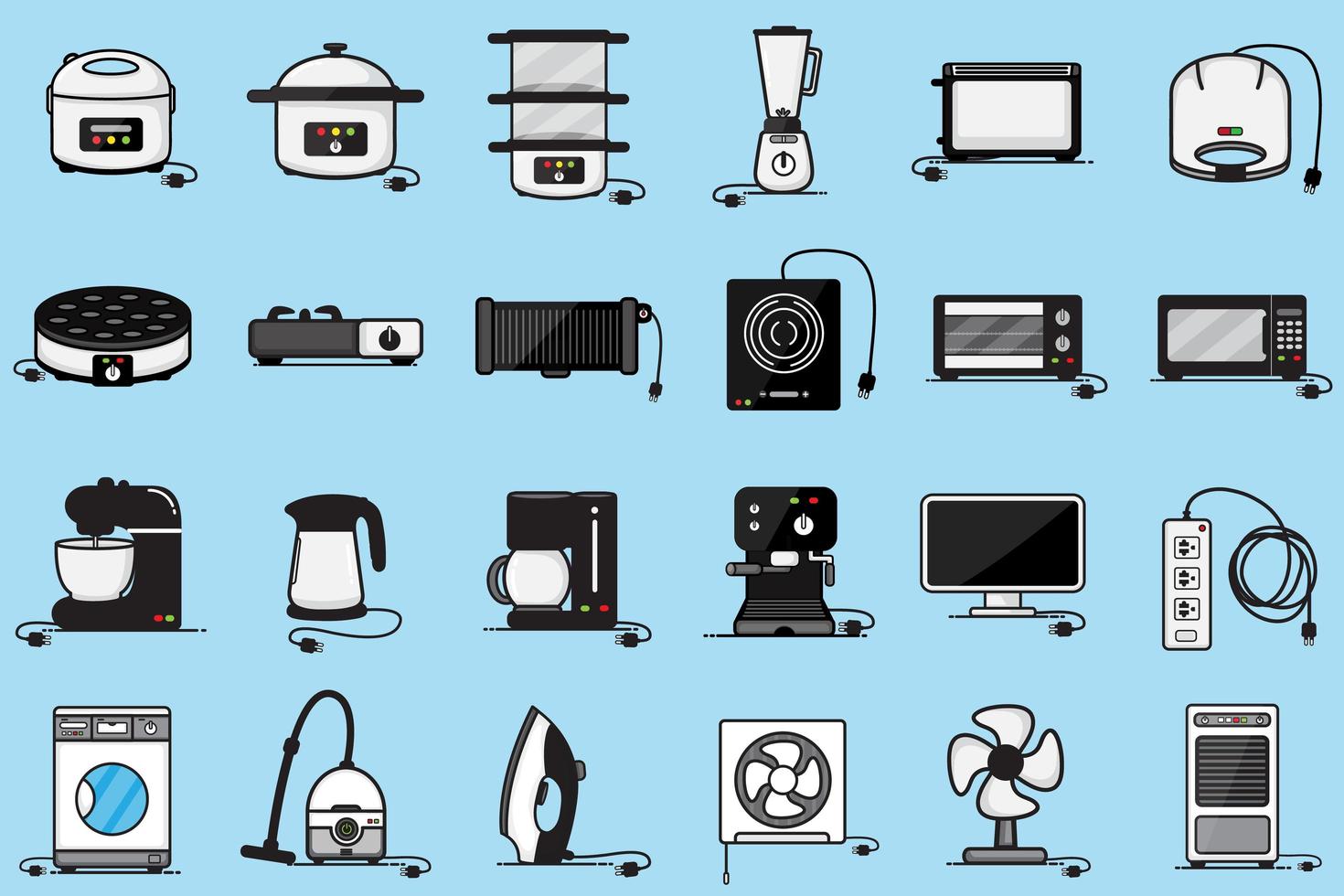 Household electrical appliances group vector