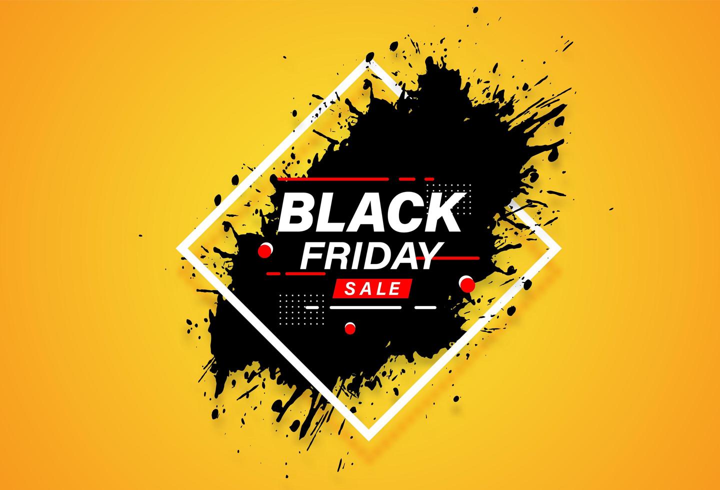 Black Friday Diamond Frame and Splatter Sale Banner vector