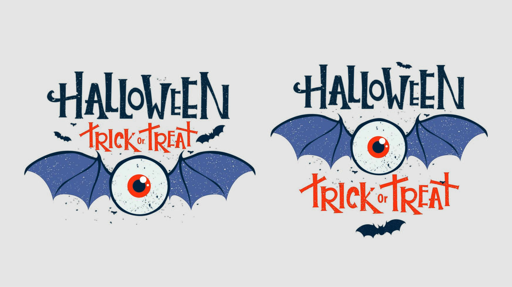 ojo con alas de murciélago conjunto de tipografía hallowen vector